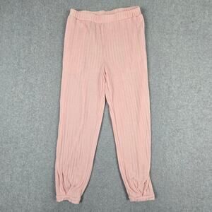 Ekouaer Lounge Pants Womens Size Medium Pink Ribbed Tapered Ankle